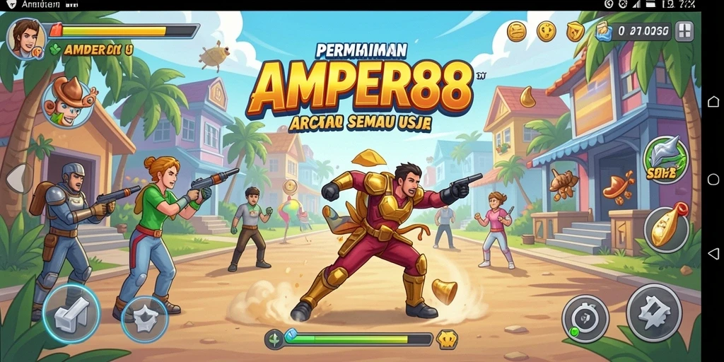 Tampilan gameplay menarik dan penuh warna dari AMPER88.