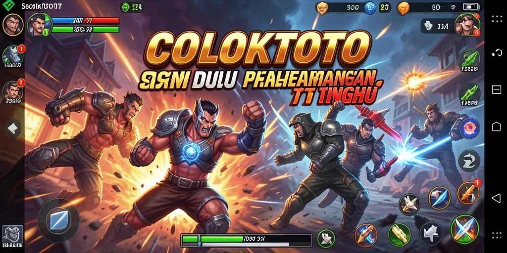 Screenshot utama COLOKTOTO menampilkan aksi epik dalam pertarungan.