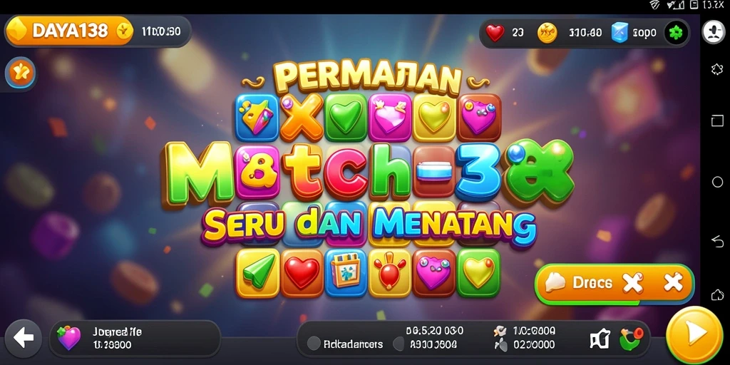 Tampilan gameplay seru dari DAYA138 dalam aksi Match-3.