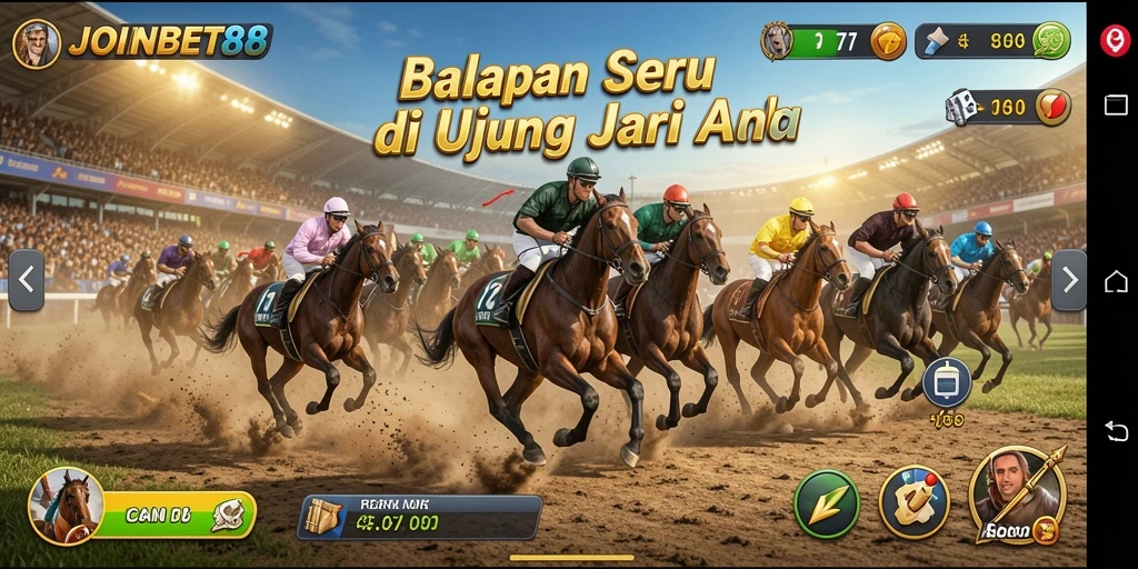 Screenshot gameplay <strong>JOINBET88</strong> menunjukkan aksi balapan yang mendebarkan.
