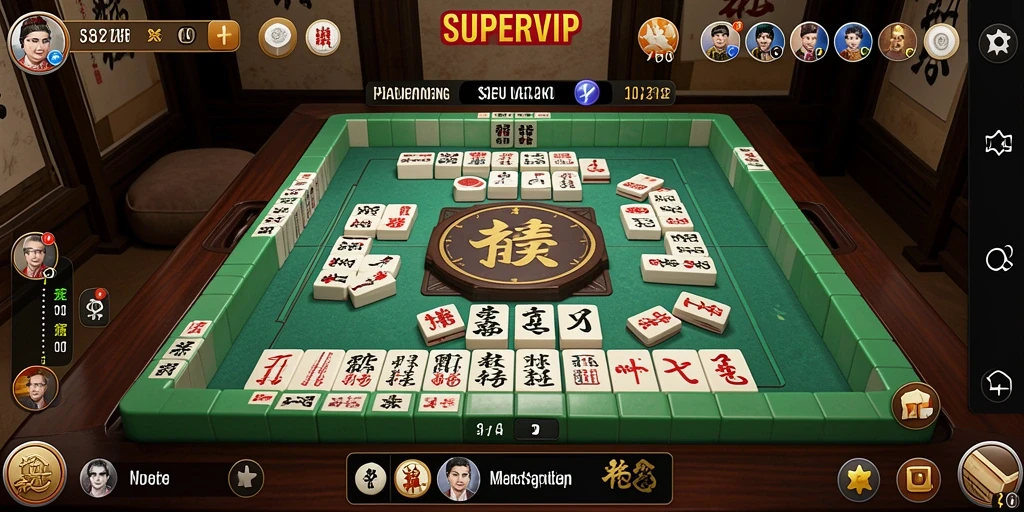 Tampilan gameplay SUPERVIP yang menarik dalam Mahjong.