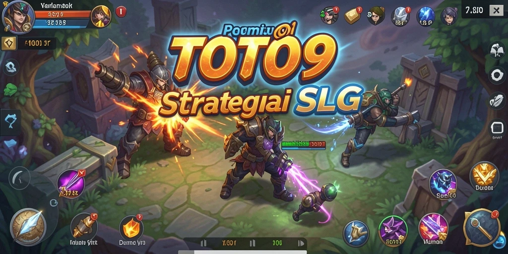 Screenshot utama TOTO9 menampilkan aksi strategis dalam permainan SLG.
